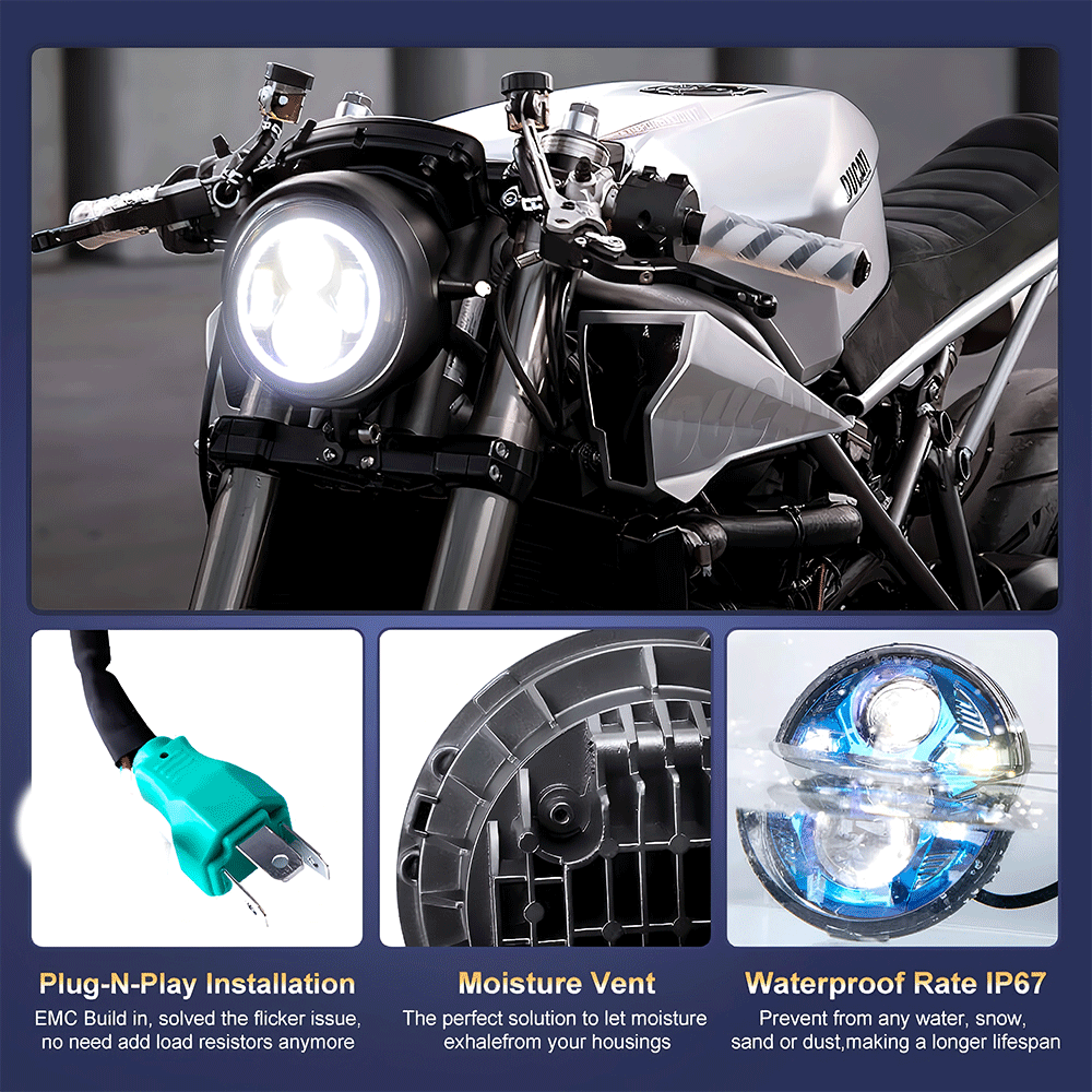 5.75 Inch Spider Series LED Motorcycle Projector Headlights for Harley