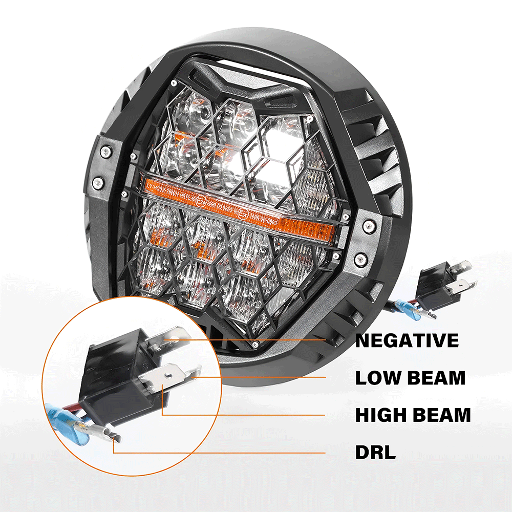 7" Honeycomb LED Headlights w/Bracket and DRL for Harley-Davidson