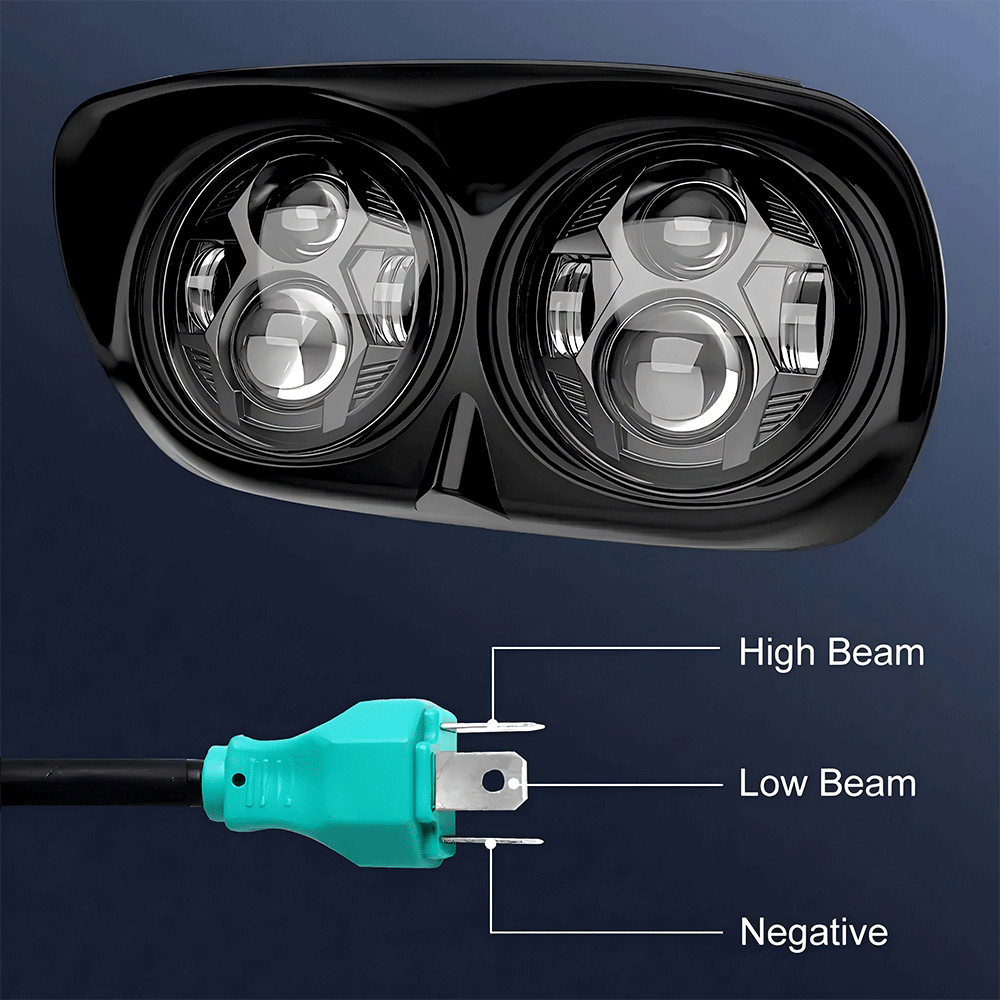 5.75" LED Headlights Dual Lens 105W Chrome/Black for Harley '98-'13 Road Glide