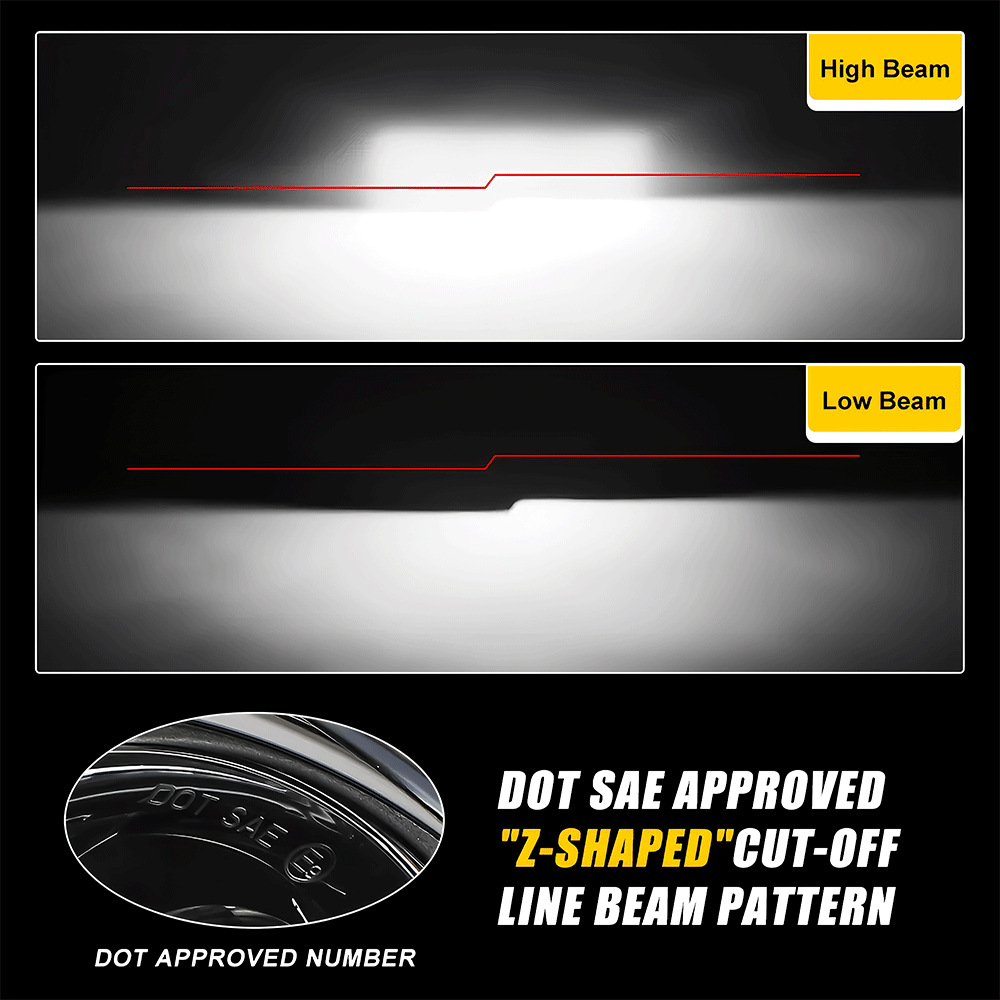 5.75" LED Headlights Dual Lens 105W Chrome/Black for Harley '98-'13 Road Glide