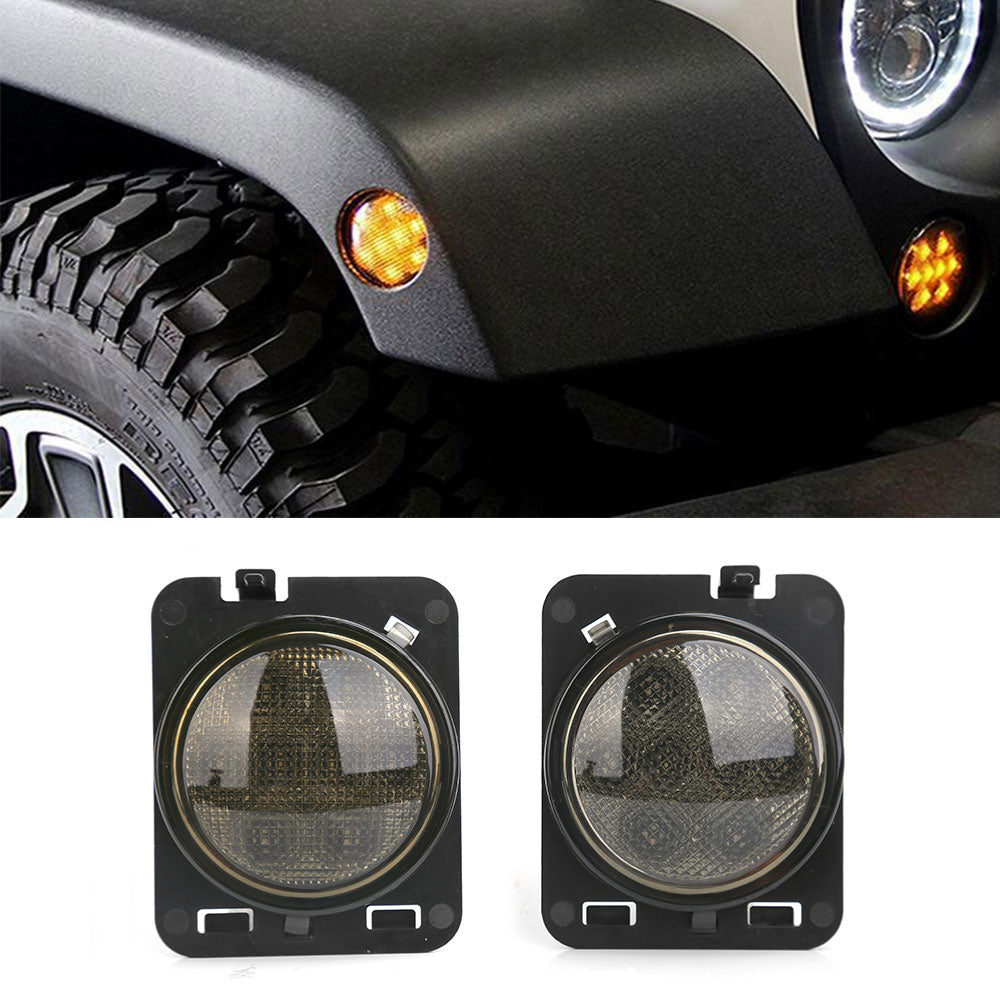Smoked LED Side Marker Lights for 2007-2018 Jeep Wrangler JK JKU