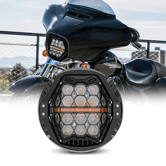 7" Honeycomb LED Headlights w/Bracket and DRL for Harley-Davidson