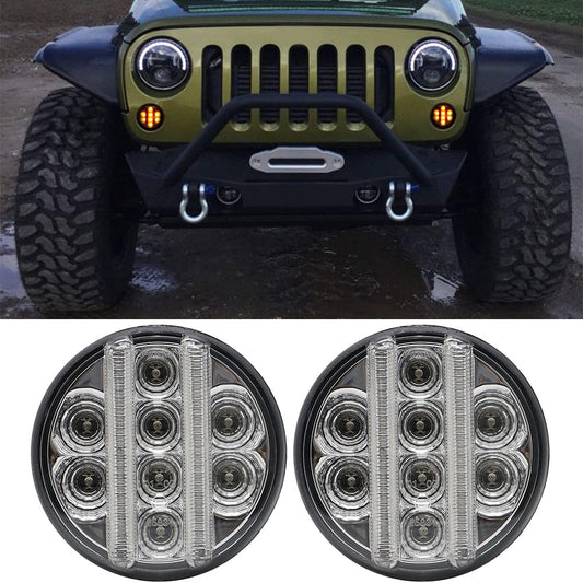 Jeep Wrangler JK Smoked/Clear Front Turn Signal Lights w/DRL and Sequential Turn Signal (2Pcs/Set)
