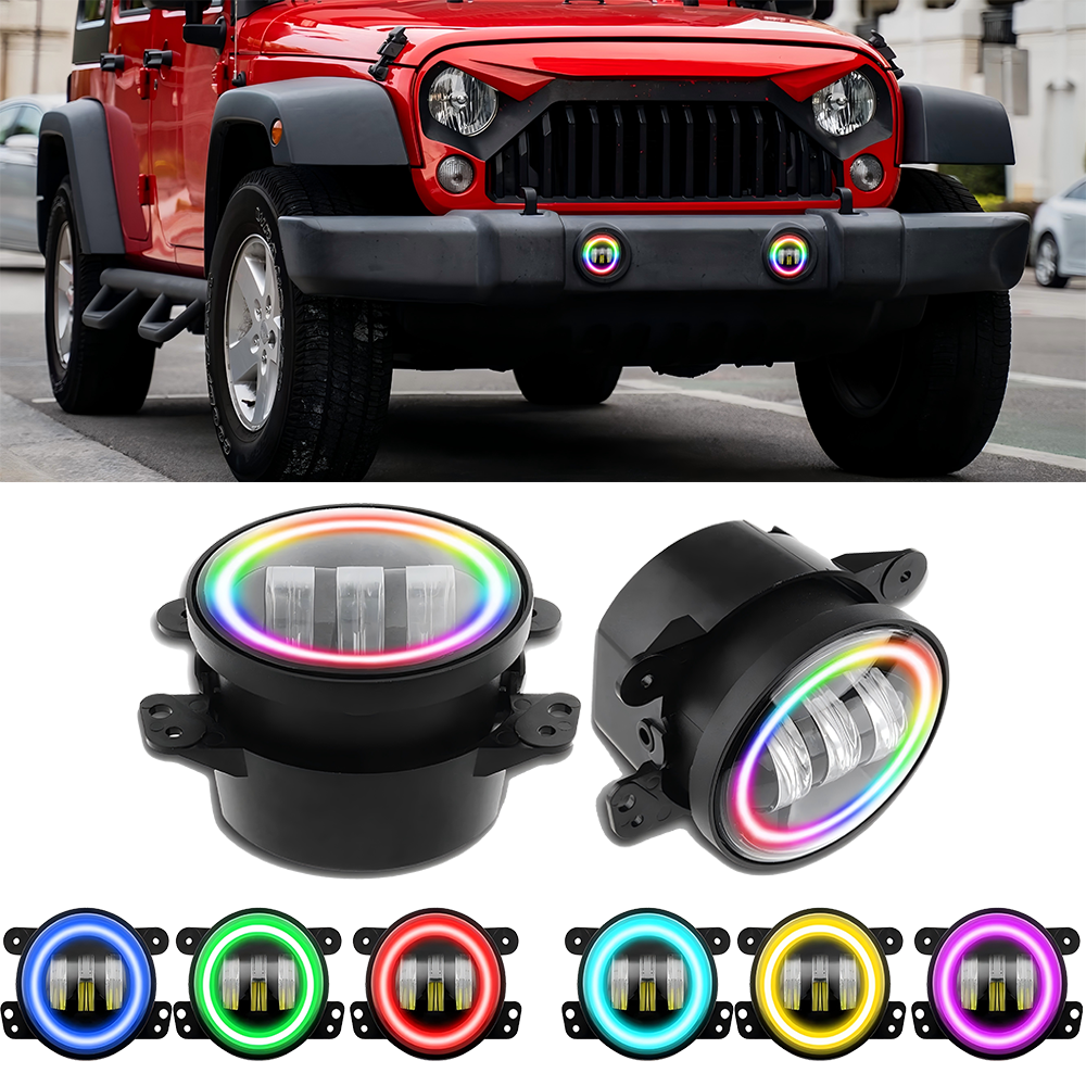4-Inch 30W RGB LED Fog Lights for 2007-2018 Jeep Wrangler JK JLU
