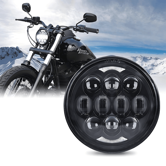 5.75 Inch 80W LED Headlight for Harley - 10 Light Beads with Bright DRL