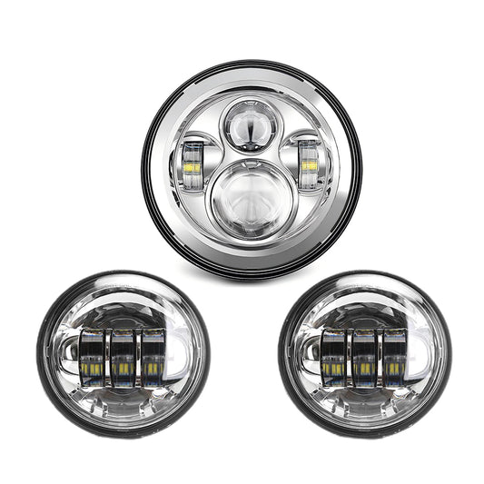 7" LED Headlight & 4.5" Auxiliary Light Combo for Harley Davidson