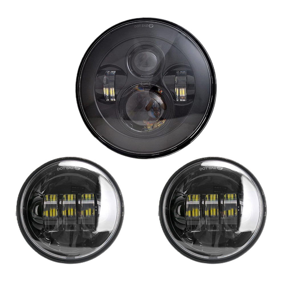 7" LED Headlight & 4.5" Auxiliary Light Combo for Harley Davidson