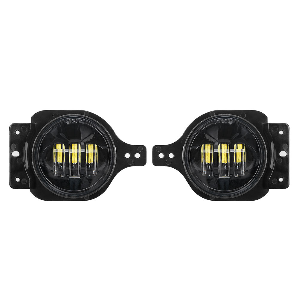 9" Black LED Headlights & 4" 60W Black LED Fog Lights Combo Kit Fits '18-'25 Jeep Wrangler JL JLU 4xe/ Jeep Gladiator JT