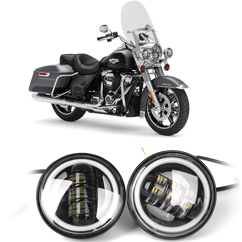 7" Halo LED Headlights + 4.5" LED Fog Lights with DRL for Harley-Davidson (Chrome/Black)