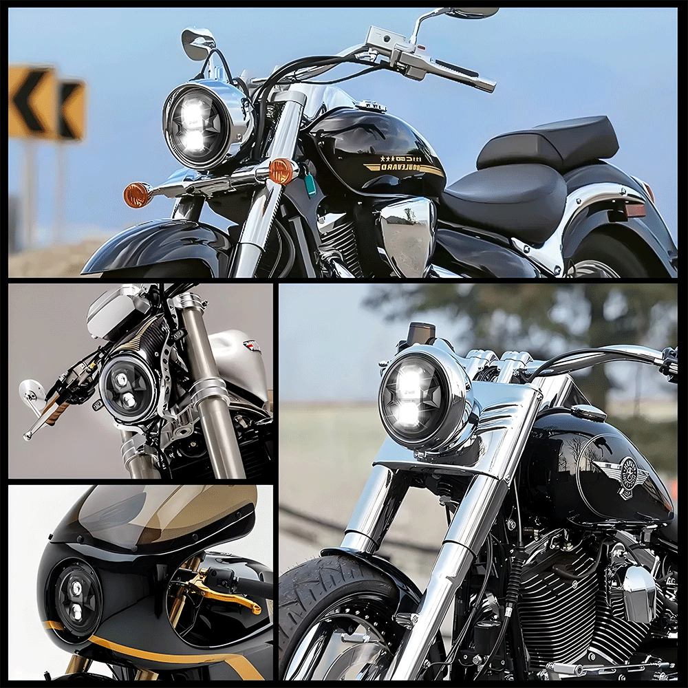 7"LED Headlights + 4.5" LED Fog Lights + Mounting Ring for Harley