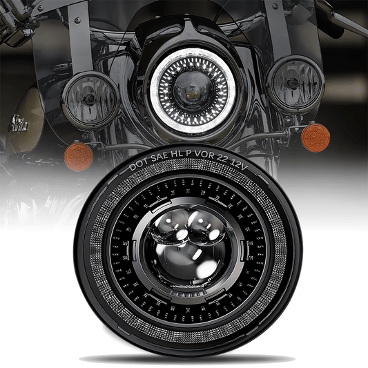 7" Lens LED Headlight w/DRL and Turn Signal for Harley (Chrome/Black)