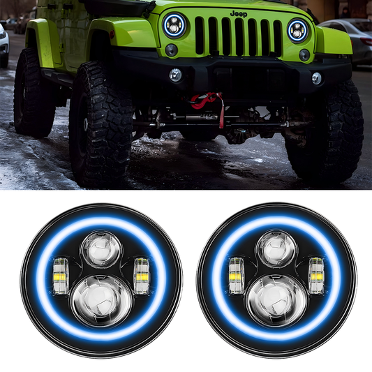 7" RGB Headlight and 4" RGB Fog Light Combo for 2007-2018 Jeep Wrangler JK JKU