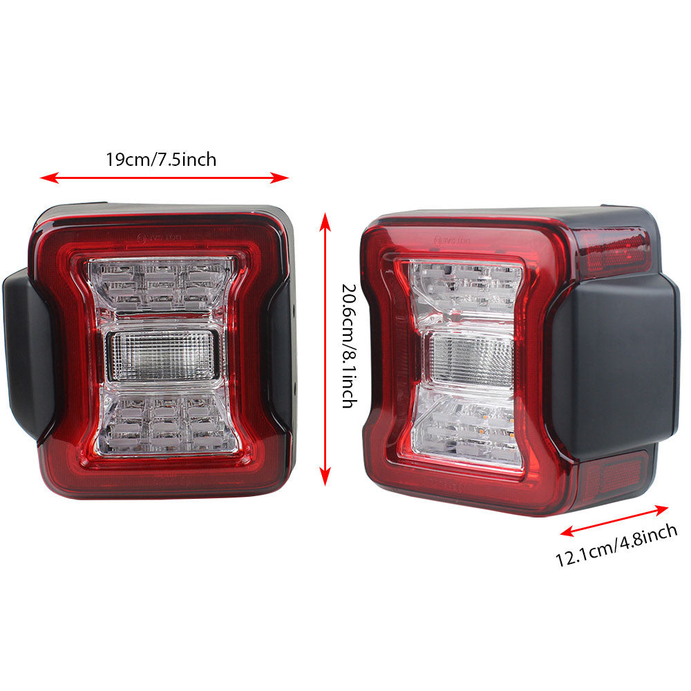 Smoked and Red 30W Assembly LED Tail Lights for 2018-2025 Jeep Wrangler JL JLU 4xe (2pcs/set)