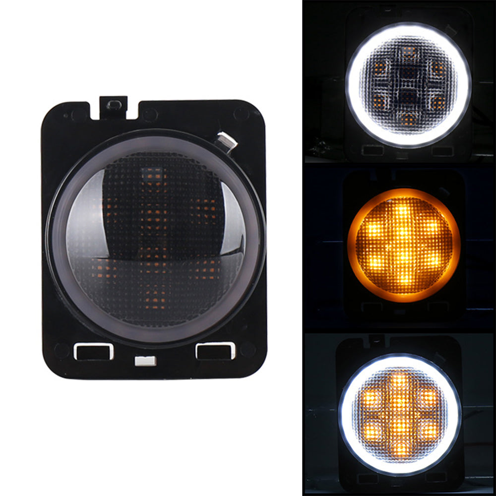 07"-18" Jeep Wrangler JK JKU Smoked LED Side Marker Lights with DRL and Turn Signal (2Pcs/Set)