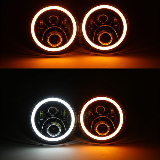 7"Halo LED Headlights with DRL & Turn Signal for 1976-2018 Jeep Wrangler CJ TJ LJ JK JKU (2pcs/set)