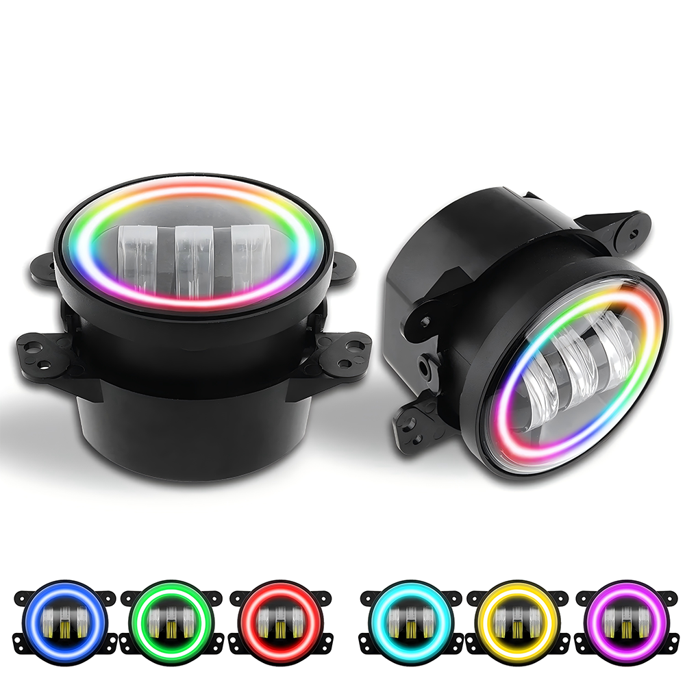 4-Inch 30W RGB LED Fog Lights for 2007-2018 Jeep Wrangler JK JLU