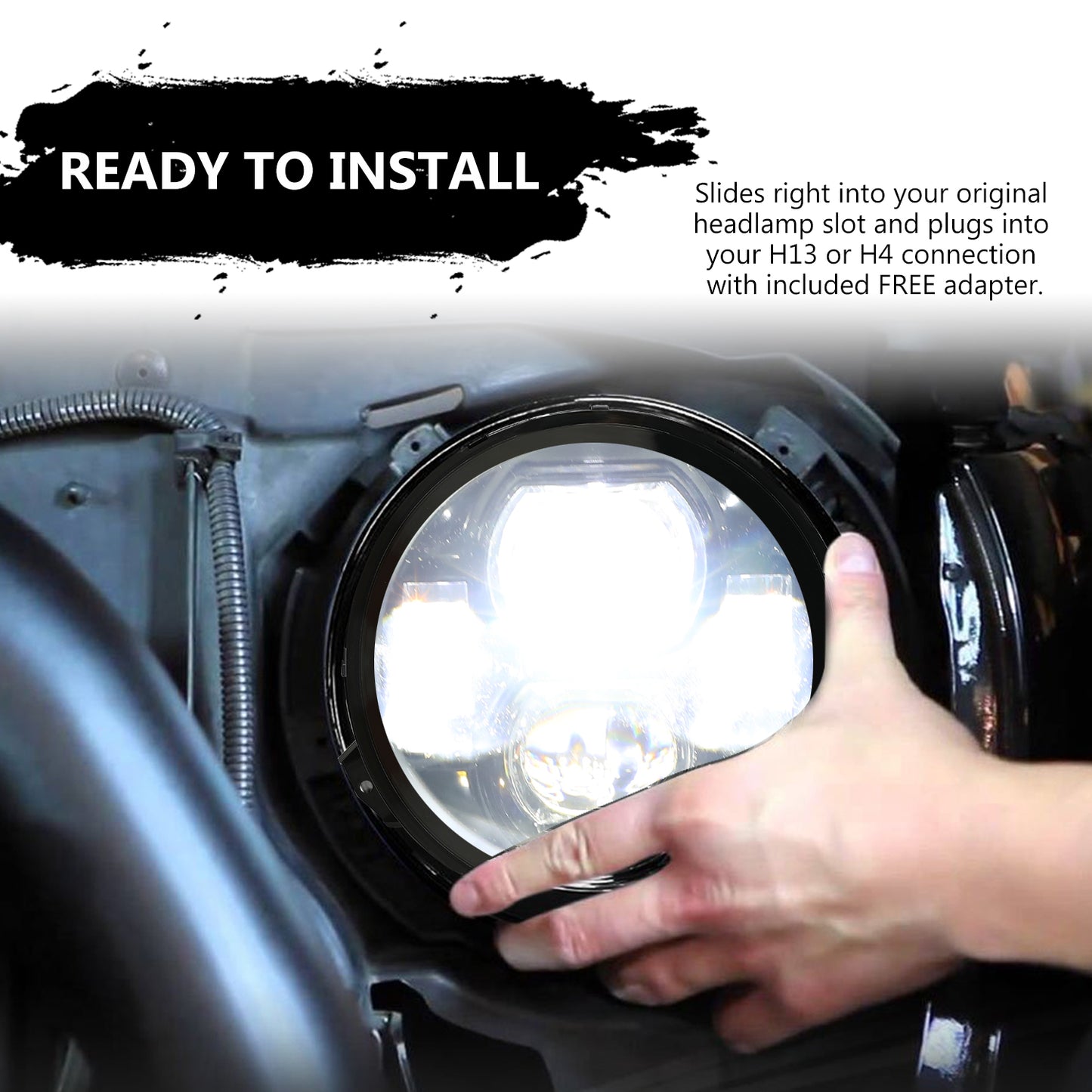 9 inch Black LED Headlights for 2018+ Jeep Wrangler JL 4xe and Jeep Gladiator (2Pcs/Set)