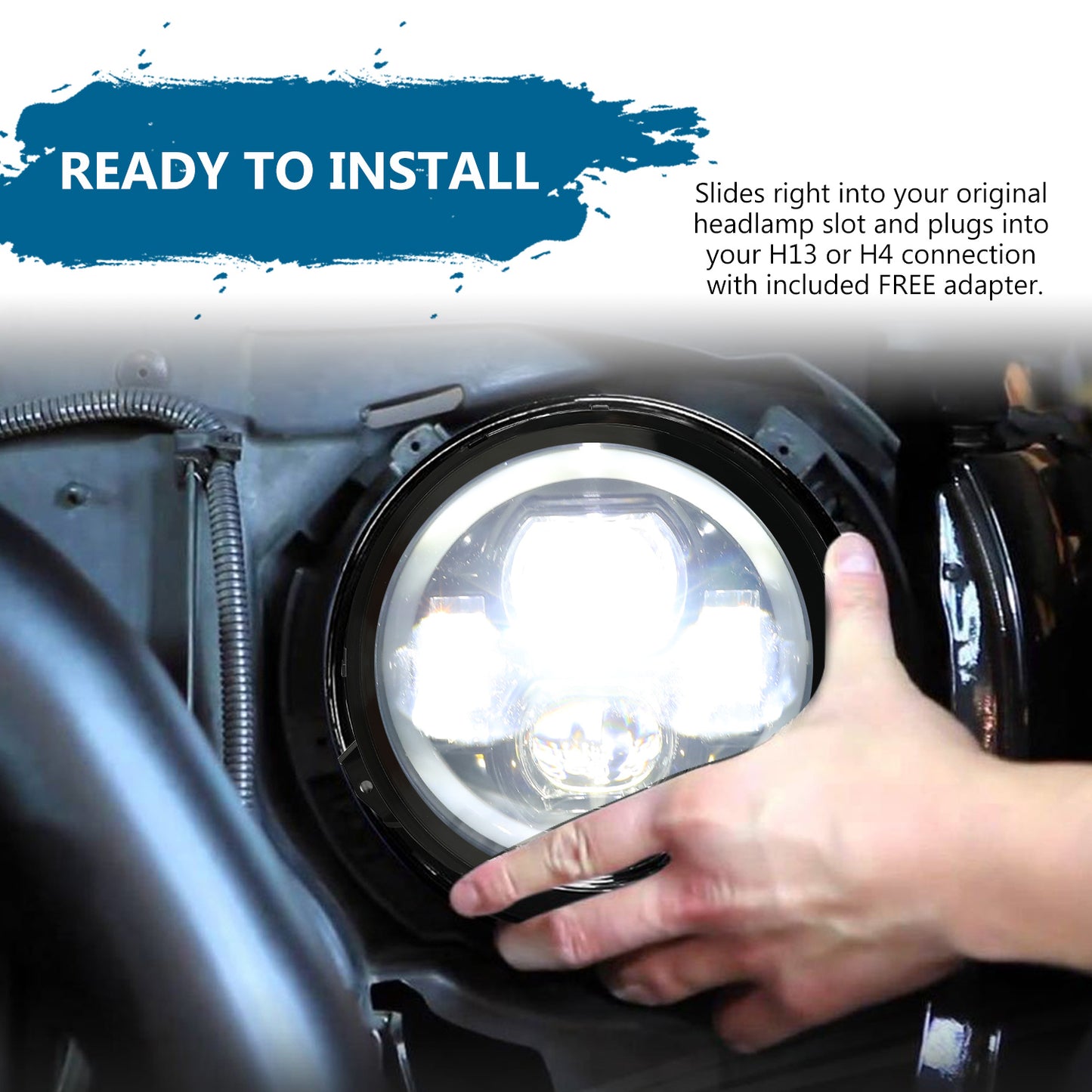 9 Inch LED Headlights with DRL & Turn Signals for 2018-2025 Jeep Wrangler JL JLU 4xe & Gladiator JT (2Pcs/Set)