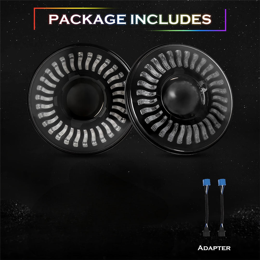 7" LED Lens Headlights with DRL & Turn Signal for 1976-2018 Jeep Wrangler CJ TJ LJ JK JKU (2pcs/set)