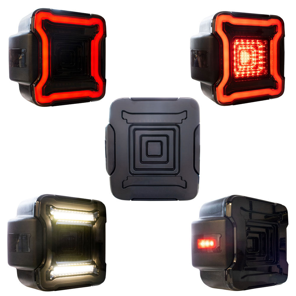 Smoked 60W LED Tail Light Assembly for 18'-25' Jeep Wrangler JL JLU 4xe