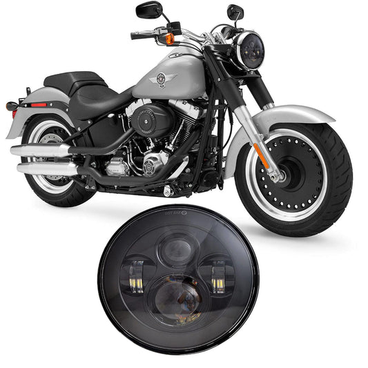 7 Inch 60W LED Motorcycle Headlight - Black & Chrome