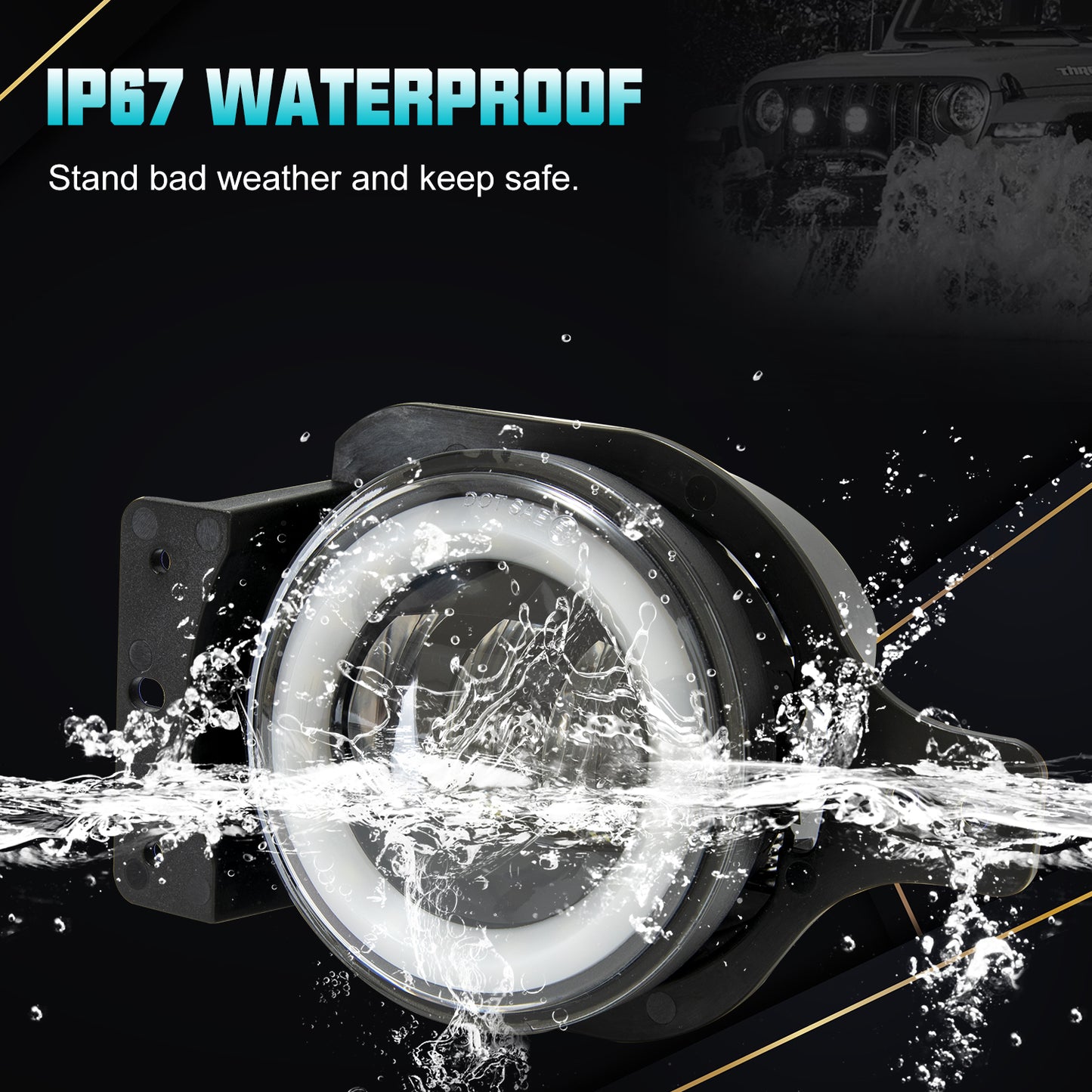 4 inch RGB Halo LED Fog Lights for '18-'25 Jeep Wrangle JL 4xe Gladiator JT (2pcs/set)