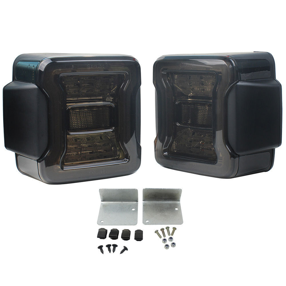 Smoked and Red 30W Assembly LED Tail Lights for 2018-2025 Jeep Wrangler JL JLU 4xe (2pcs/set)
