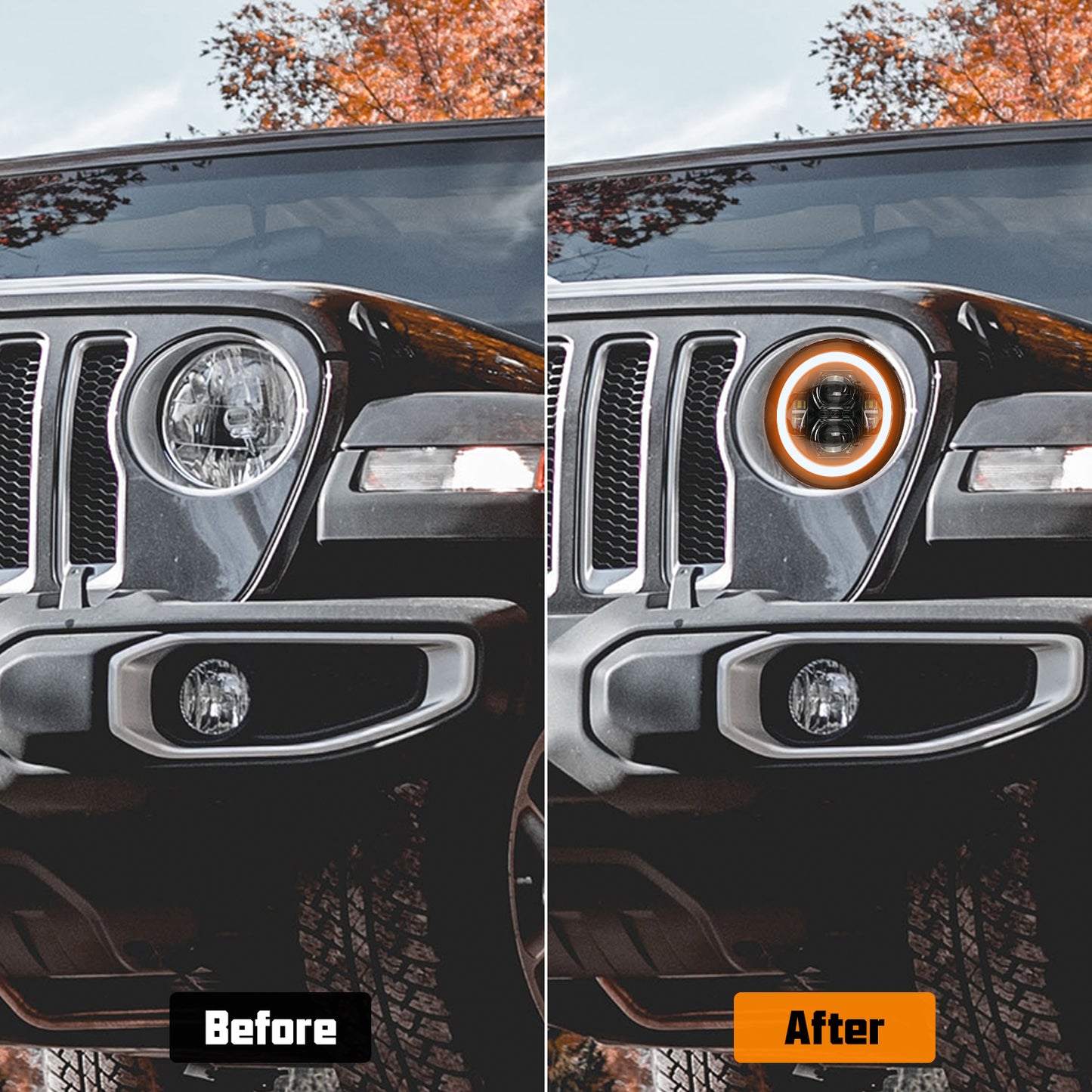 9" RGB Halo LED Headlights for "18-"25 Jeep Wrangler JL 4xe & Jeep Gladiator JT (2Pcs/Set)