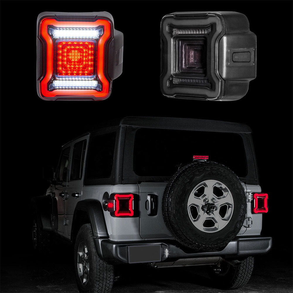 Smoked 60W LED Tail Light Assembly for 18'-25' Jeep Wrangler JL JLU 4xe