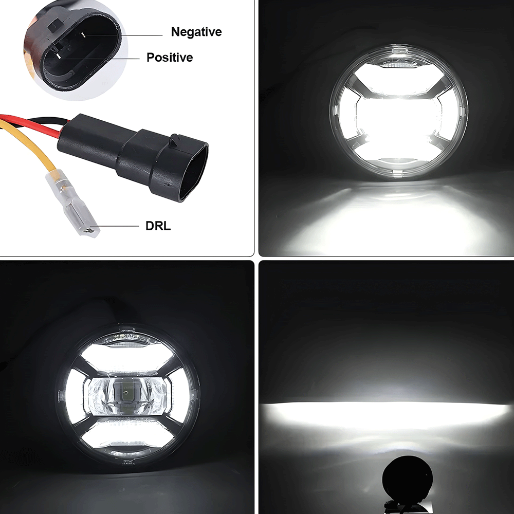 4.5" 30W Chrome/Black Lens LED Auxiliary Lights with DRL for Harley (2pcs/set)