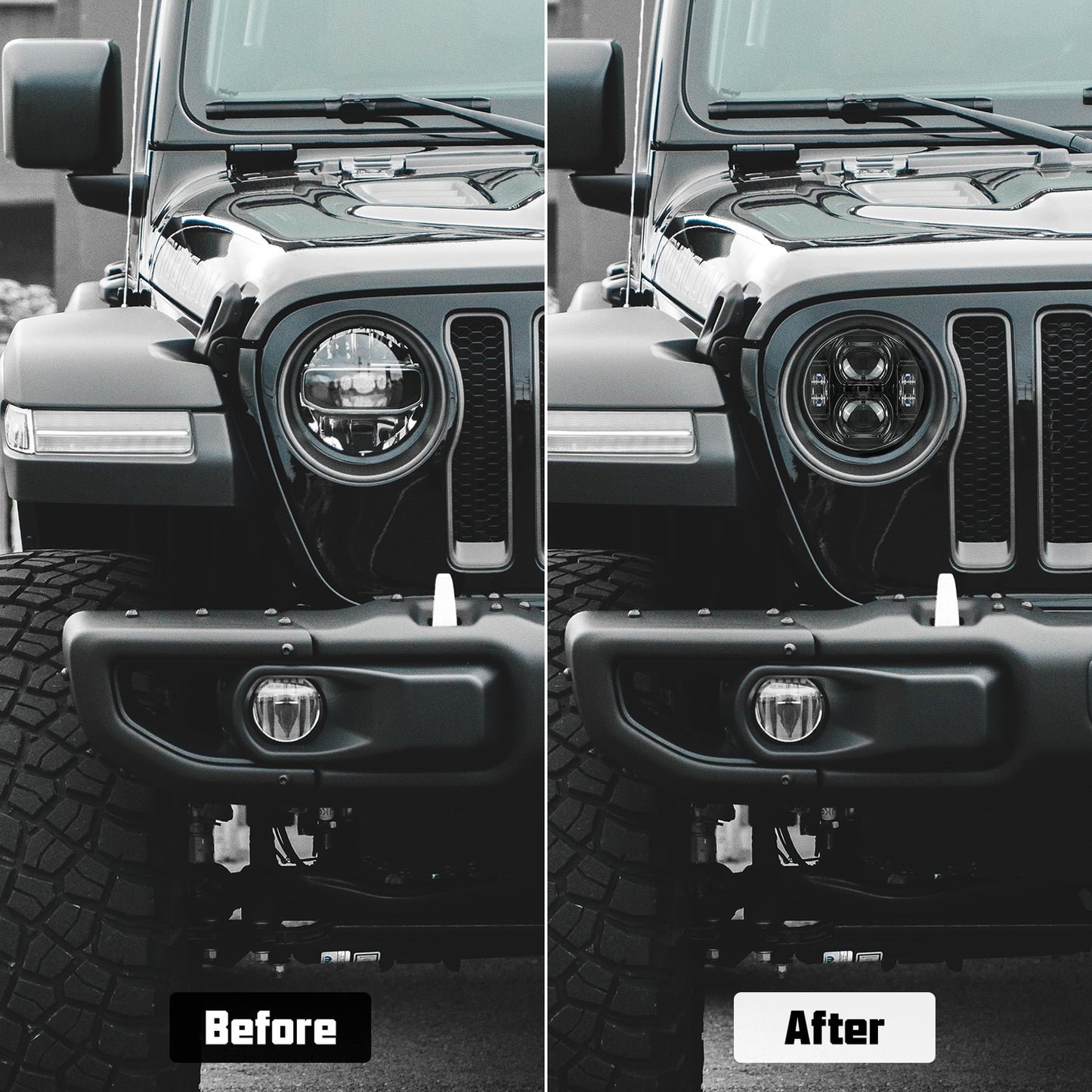 9 inch Black LED Headlights for 2018+ Jeep Wrangler JL 4xe and Jeep Gladiator (2Pcs/Set)