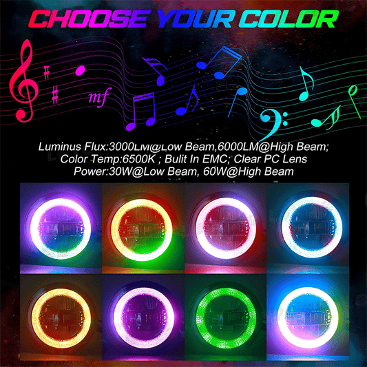 9 Inch Diamond RGB Halo LED Headlights for 18'-25' Jeep Wrangler JL 4xe & Jeep Gladiator JT (2Pcs/Set)