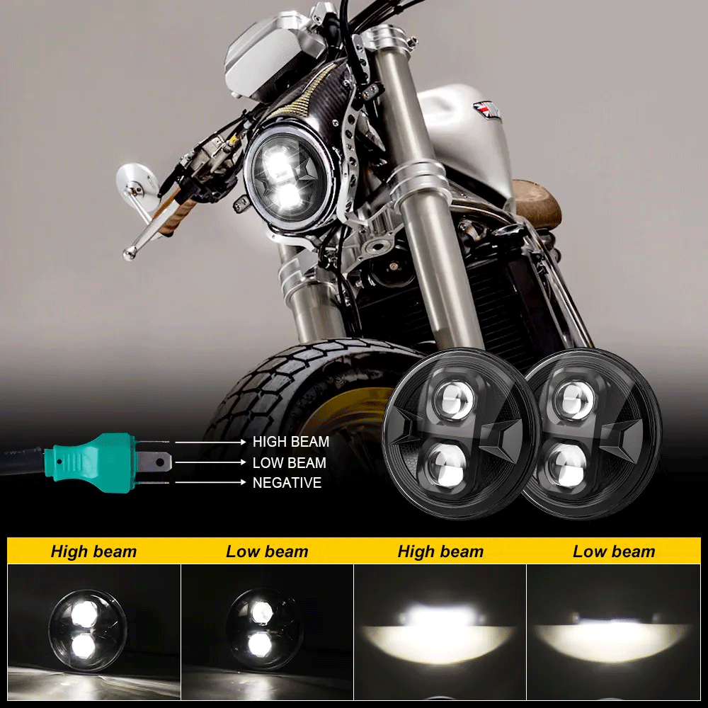 7"LED Headlights + 4.5" LED Fog Lights + Mounting Ring for Harley