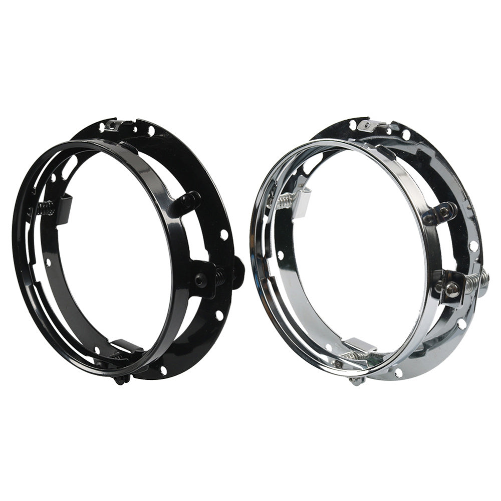 7" Halo LED Headlights + 4.5" Halo LED Passing Fog Lights + Round Mounting Ring with DRL for Harley-Davidson (Chrome/Black)