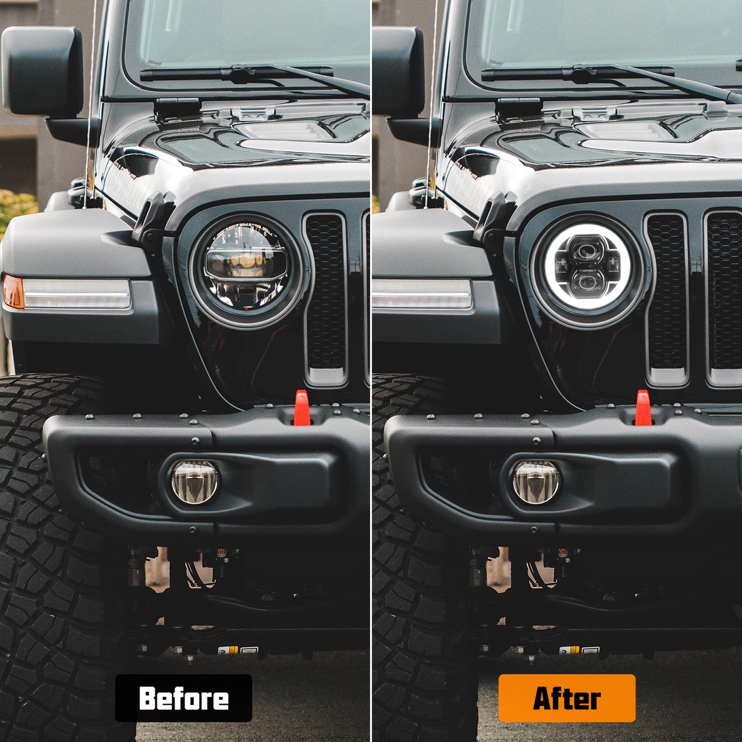 9 Inch LED Headlights with DRL & Turn Signals for 2018-2025 Jeep Wrangler JL JLU 4xe & Gladiator JT (2Pcs/Set)