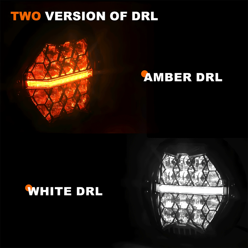 7" Honeycomb LED Headlights w/Bracket and DRL for Harley-Davidson