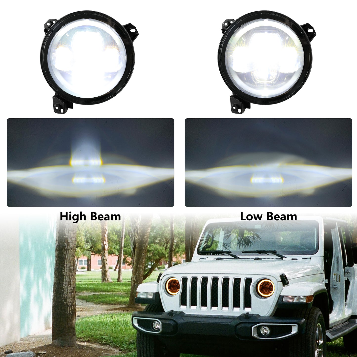 9 Inch LED Headlights with DRL & Turn Signals for 2018-2025 Jeep Wrangler JL JLU 4xe & Gladiator JT (2Pcs/Set)