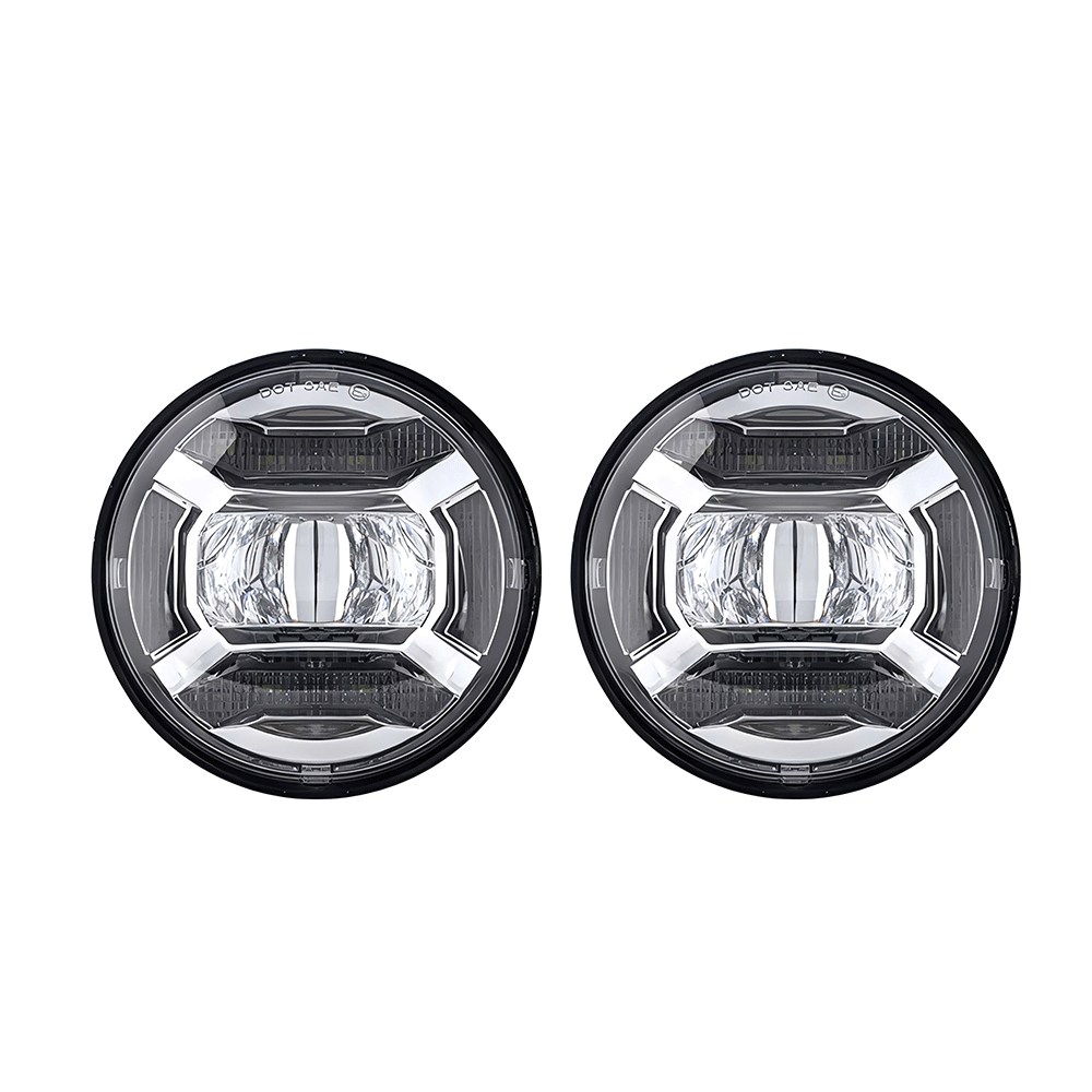 4.5" 30W Chrome/Black Lens LED Auxiliary Lights with DRL for Harley (2pcs/set)