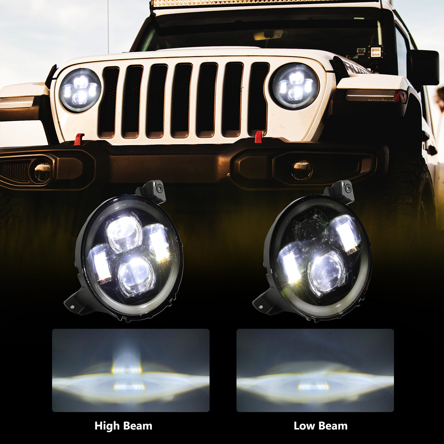 9" RGB Halo LED Headlights for "18-"25 Jeep Wrangler JL 4xe & Jeep Gladiator JT (2Pcs/Set)