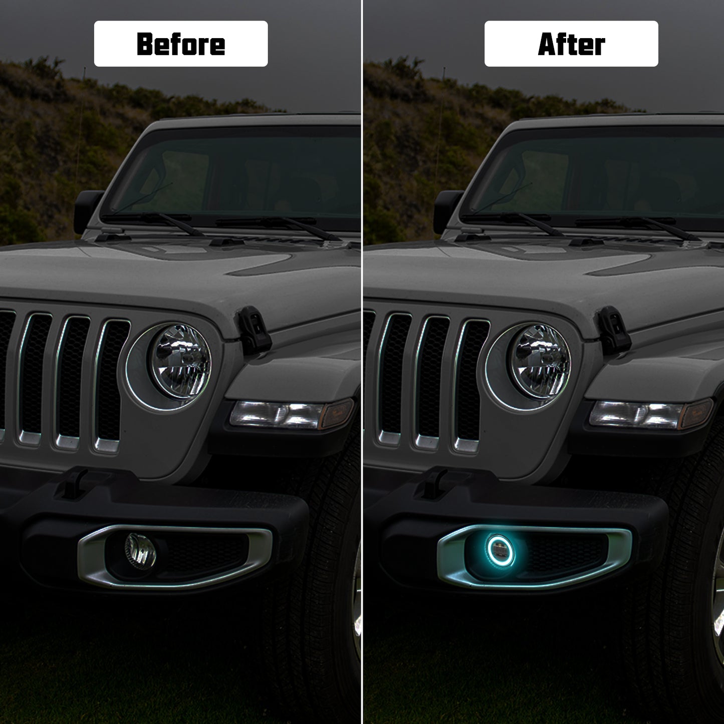 4 inch RGB Halo LED Fog Lights for '18-'25 Jeep Wrangle JL 4xe Gladiator JT (2pcs/set)