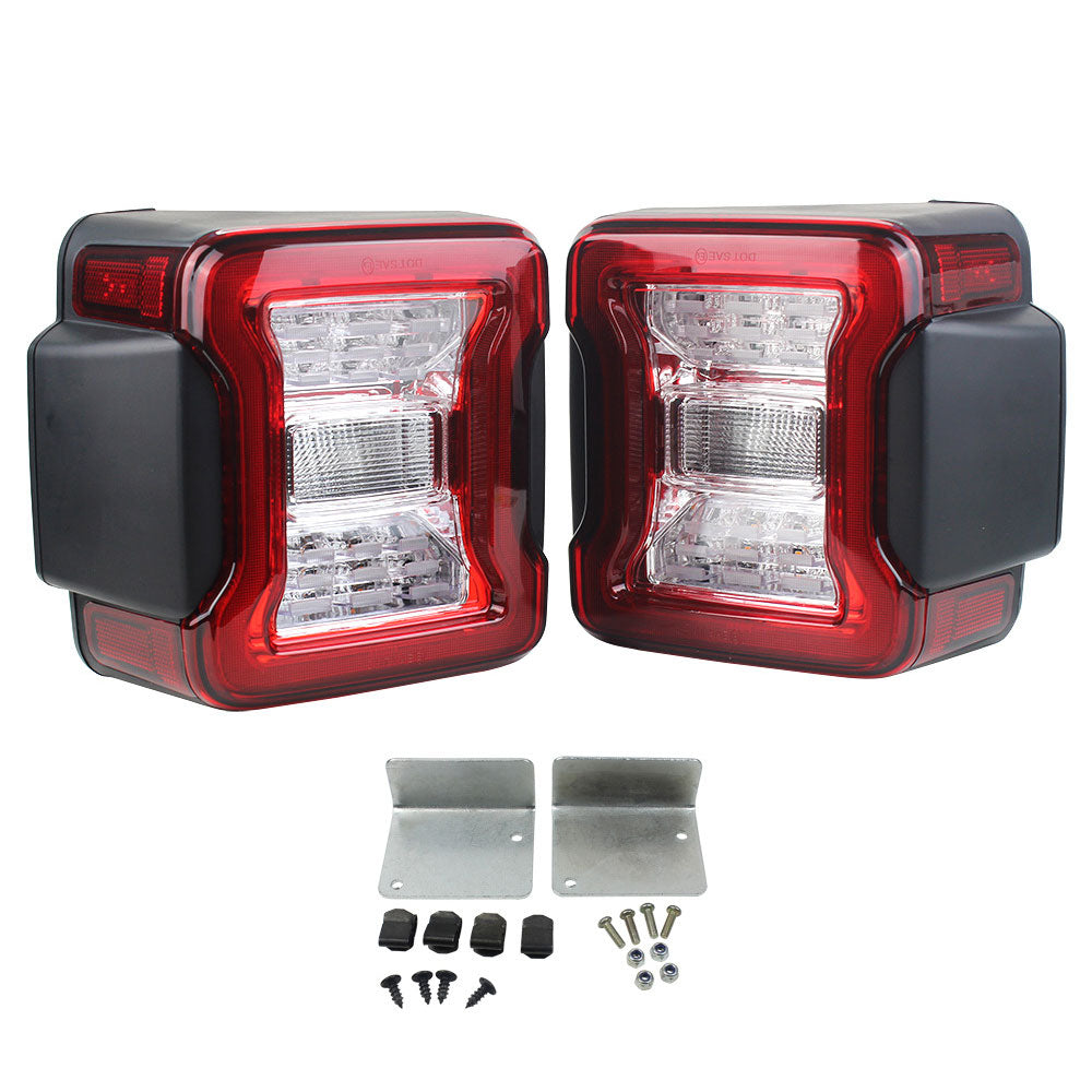 Smoked and Red 30W Assembly LED Tail Lights for 2018-2025 Jeep Wrangler JL JLU 4xe (2pcs/set)