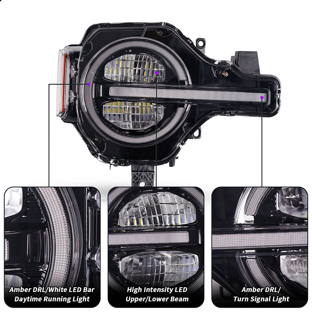 Ford Bronco Headlight Assembly with Progressive Sequential DRL & Turn Signals (2pcs/set)
