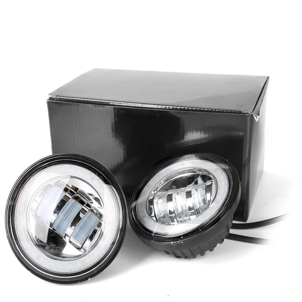 7" Halo LED Headlights + 4.5" LED Fog Lights with DRL for Harley-Davidson (Chrome/Black)