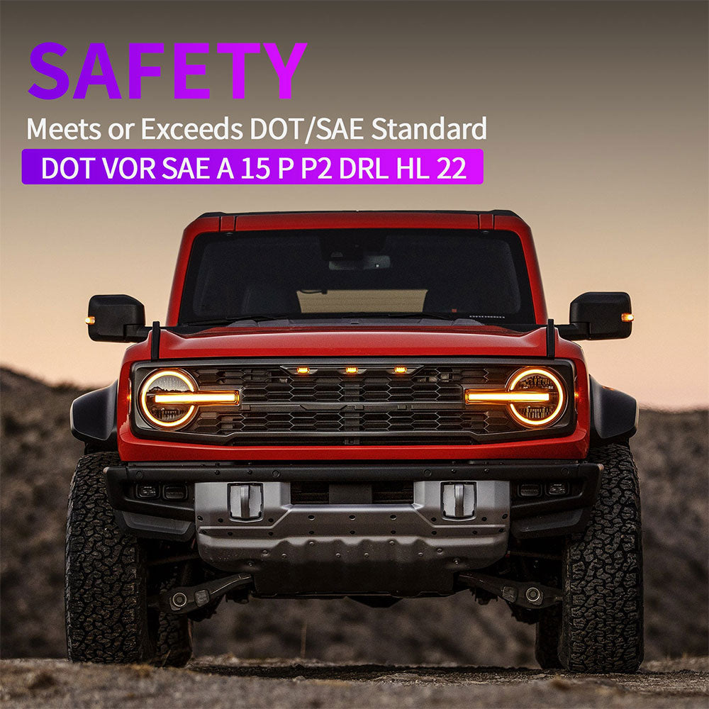 Ford Bronco Headlight Assembly with Progressive Sequential DRL & Turn Signals (2pcs/set)