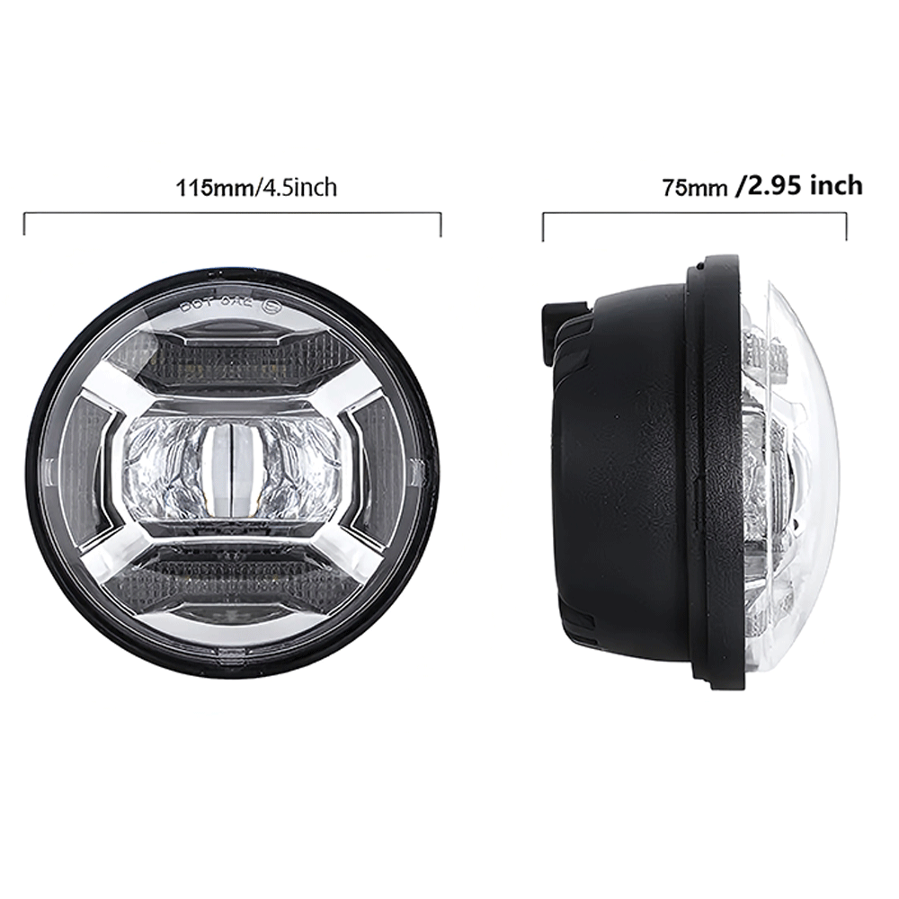 4.5" 30W Chrome/Black Lens LED Auxiliary Lights with DRL for Harley (2pcs/set)