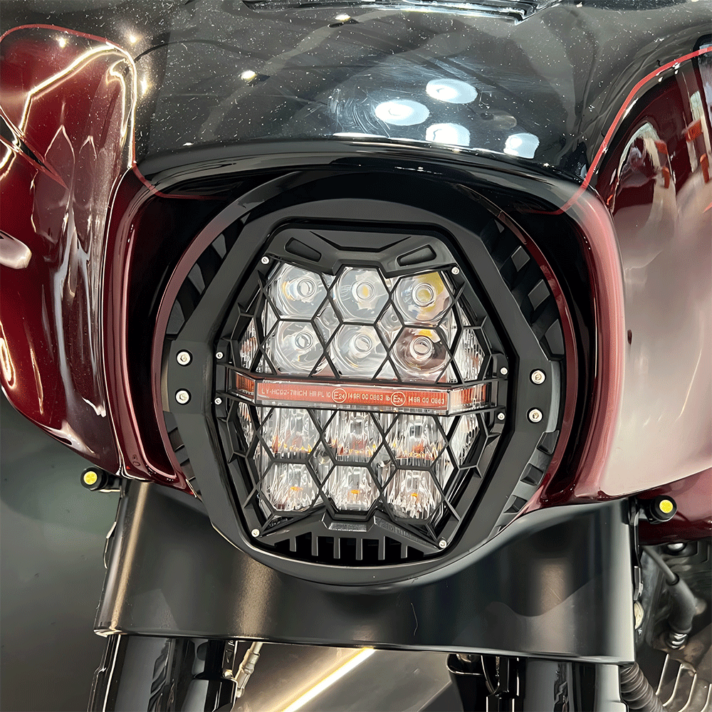 7" Honeycomb LED Headlights w/Bracket and DRL for Harley-Davidson