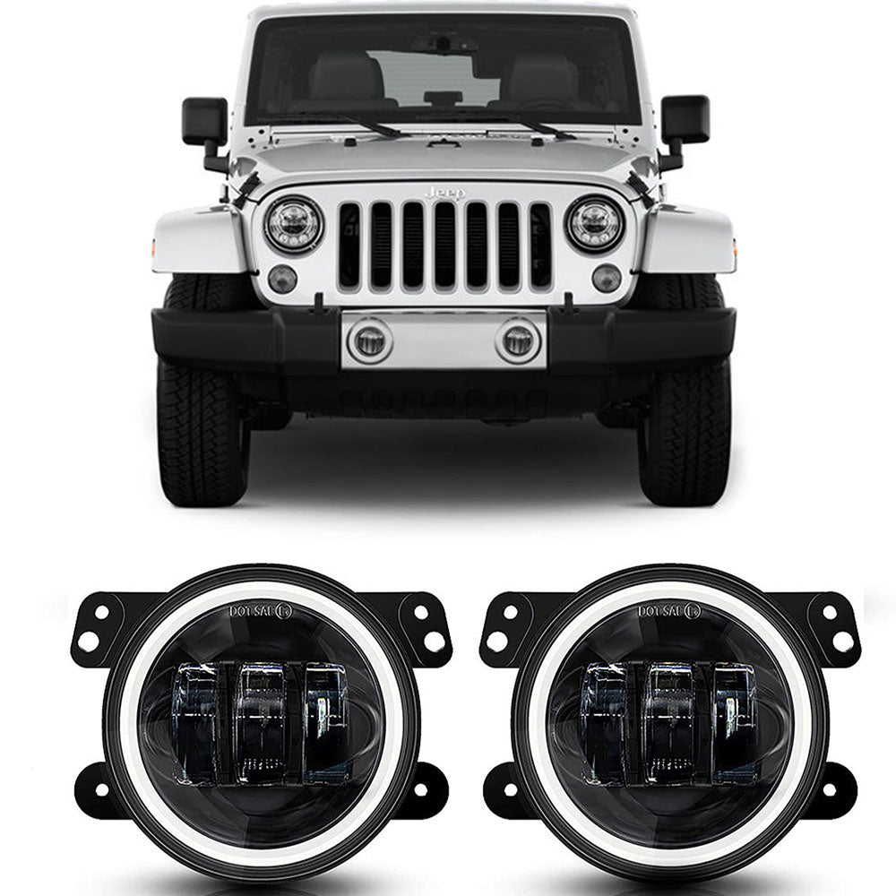 4 inch 30W LED Fog Lights with DRL and Amber Turn Signal for 2007-2018 Jeep Wrangler JK JKU (2Pcs/Set)