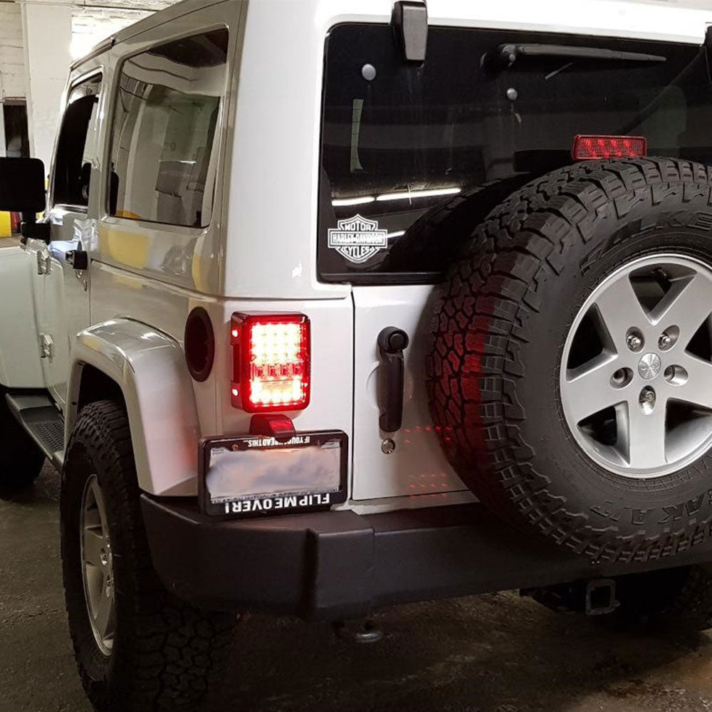 07"-18" Jeep Wrangler JK DOT 30W Black LED Tail Lights EMC Build-in (2Pcs/Set)