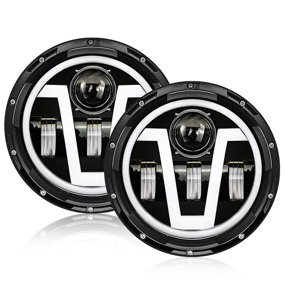 7 Inch 60W V-Shape LED Jeep Headlights with DRL & Turn Signal for 1976-2018 Wrangler CJ TJ LJ JK JKU (2Pcs/Set)