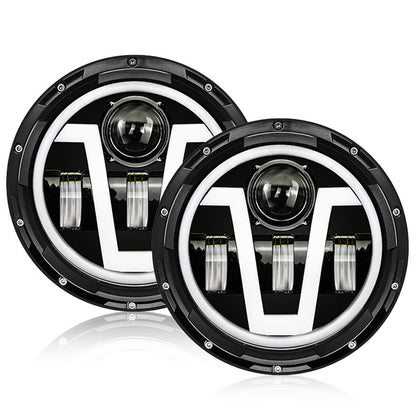 7 Inch 60W V-Shape LED Jeep Headlights with DRL & Turn Signal for 1976-2018 Wrangler CJ TJ LJ JK JKU (2Pcs/Set)